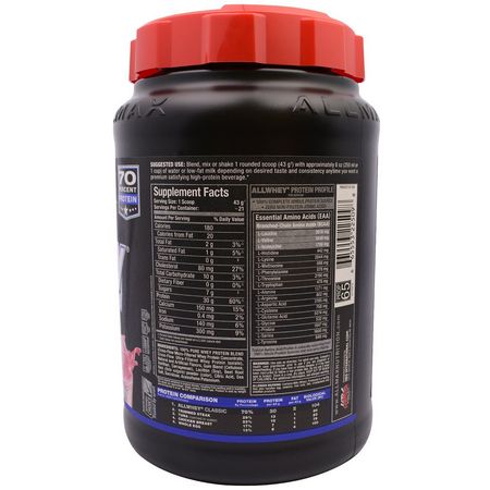 乳清蛋白, 運動營養: ALLMAX Nutrition, AllWhey Classic, 100% Whey Protein, Strawberry, 2 lbs (907 g)