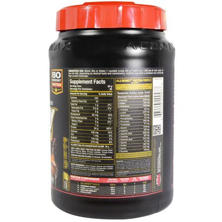 乳清蛋白, 運動營養: ALLMAX Nutrition, AllWhey Gold, 100% Whey Protein + Premium Whey Protein Isolate, Chocolate, 2 lbs (907 g)