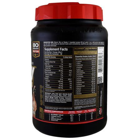乳清蛋白, 運動營養: ALLMAX Nutrition, AllWhey Gold, 100% Whey Protein + Premium Whey Protein Isolate, Cinnamon French Toast, 2 lbs (907 g)