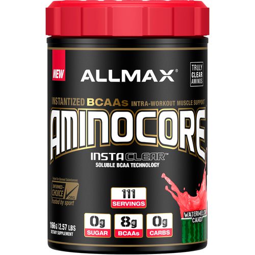 ALLMAX Nutrition, AMINOCORE, BCAA, 8G BCAAs, 100% Pure 45:30:25 Ratio, Gluten Free, Watermelon Candy, 2.57 lb (1166 g) Review