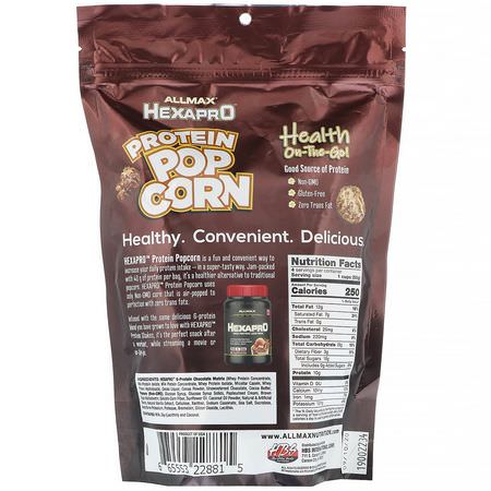 蛋白質小吃, 布朗尼蛋糕: ALLMAX Nutrition, Hexapro, Protein Popcorn, 40G Protein, Dark Chocolate Sea Salt, 7.76 oz (220 g)
