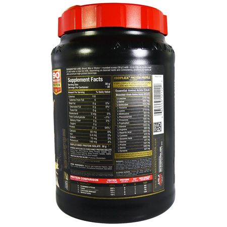 乳清蛋白, 運動營養: ALLMAX Nutrition, Isoflex, Pure Whey Protein Isolate (WPI Ion-Charged Particle Filtration), Vanilla, 2 lbs (907 g)
