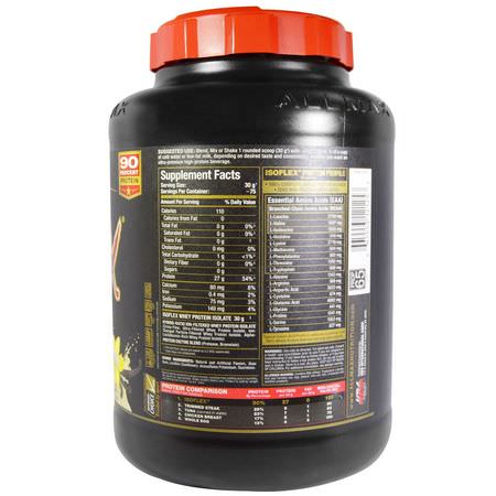 乳清蛋白, 運動營養: ALLMAX Nutrition, Isoflex, Pure Whey Protein Isolate (WPI Ion-Charged Particle Filtration), Vanilla, 5 lbs (2.27 kg)