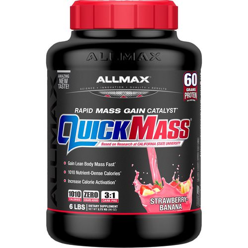ALLMAX Nutrition, Quick Mass, Rapid Mass Gain Catalyst, Strawberry-Banana, 6 lbs (2.72 kg) Review