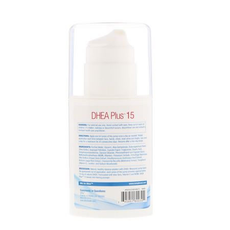 DHEA, 補充劑: AllVia, DHEA Plus 15, Natural DHEA Cream, Unscented, 2 oz (57 g)