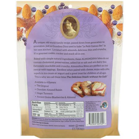 餅乾, 餅乾: Almondina, Almond Bites, Ancient Grains Blueberries & Almonds, 5 oz (142 g)