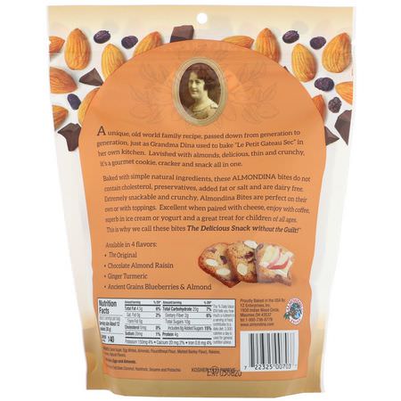 餅乾, 餅乾: Almondina, Almond Bites, Chocolate Almond Raisin, 5 oz (142 g)