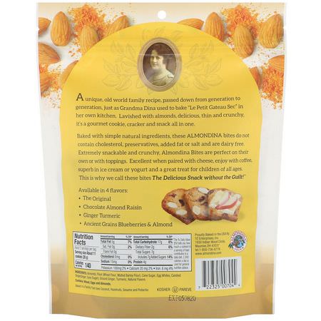 餅乾, 餅乾: Almondina, Almond Bites, Ginger Turmeric Almond, 5 oz (142 g)