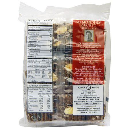 餅乾, 餅乾: Almondina, Choconut, Almond and Chocolate Biscuits, 4 oz (113 g)