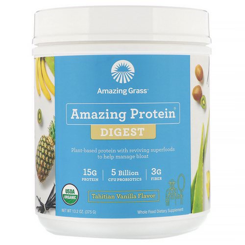 Amazing Grass, Amazing Protein, Digest, Tahitian Vanilla Flavor, 5 Billion CFU, 13.2 oz (375 g) Review