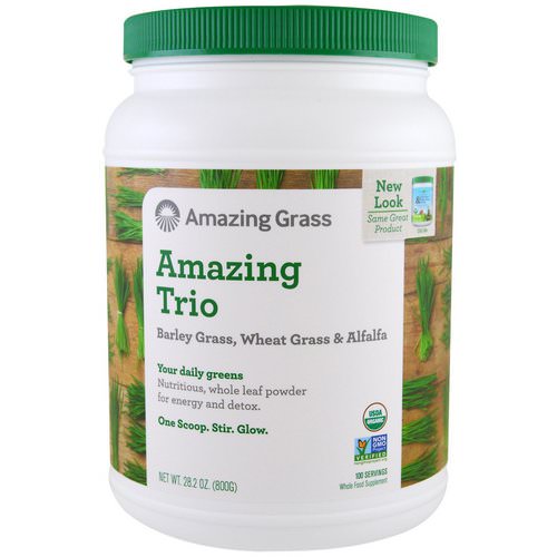 Amazing Grass, Amazing Trio, Barley Grass & Wheat Grass & Alfalfa, 1.8 lbs (800 g) Review