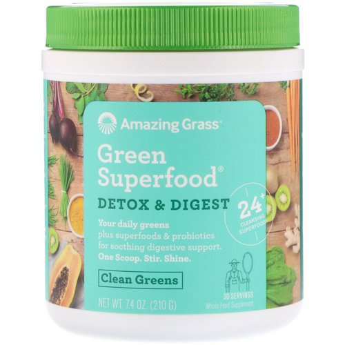 Amazing Grass, Green Superfood, Detox & Digest, 7.4 oz (210 g) Review