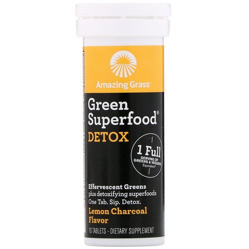 Amazing Grass, Green Superfood, Effervescent Greens Detox, Lemon Charcoal Flavor, 10 Tablets Review