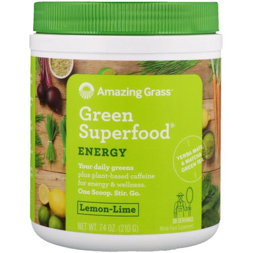 Amazing Grass, Green Superfood, Energy, Lemon Lime, 7.4 oz (210 g) Review