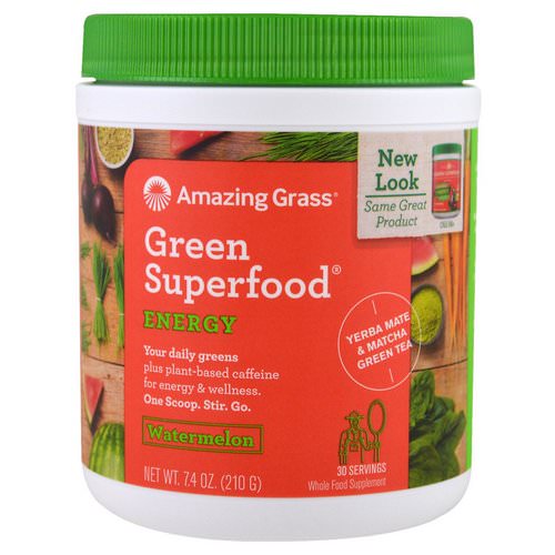 Amazing Grass, Green Superfood, Energy, Watermelon, 7.4 oz (210 g) Review