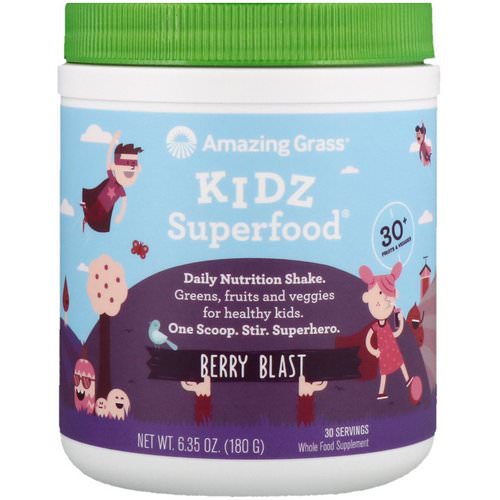 Amazing Grass, Kidz Superfood, Berry Blast, 6.35 oz (180 g) Review