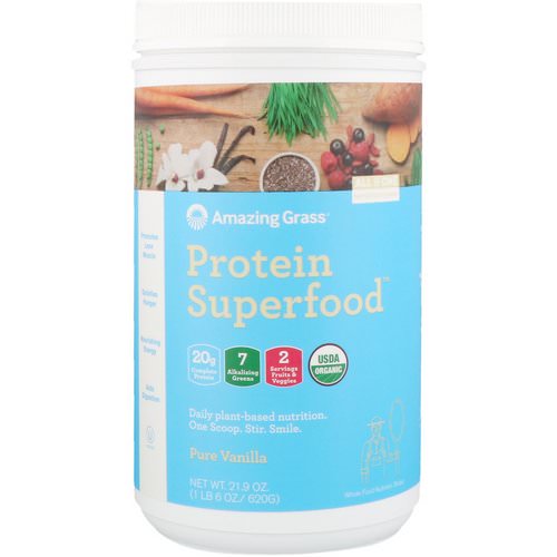 Amazing Grass, Protein Superfood, Pure Vanilla, 1.37 lbs (620 g) Review