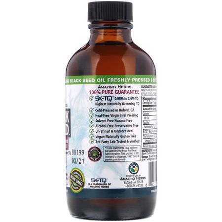 黑種子, 順勢療法: Amazing Herbs, Black Seed, 100% Pure Cold-Pressed Black Cumin Seed Oil, 4 fl oz (120 ml)