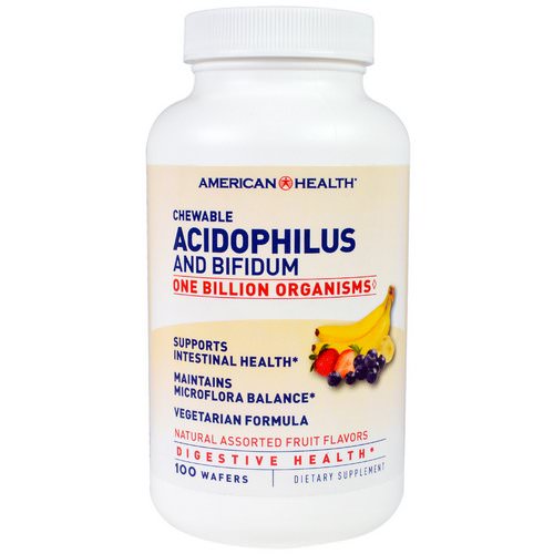 American Health, Chewable Acidophilus And Bifidium, Natural Assorted Fruit Flavors, 100 Wafers Review