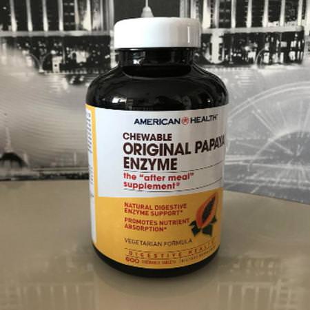 American Health, Original Papaya Enzyme, 600 Chewable Tablets
