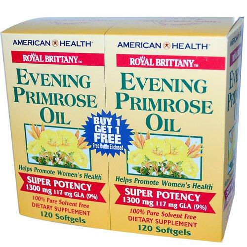 American Health, Royal Brittany, Evening Primrose Oil, 1300 mg, 2 Bottles, 120 Softgels Each Review