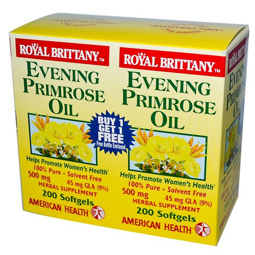 American Health, Royal Brittany, Evening Primrose Oil, 500 mg, 2 Bottles, 200 Softgels Each Review
