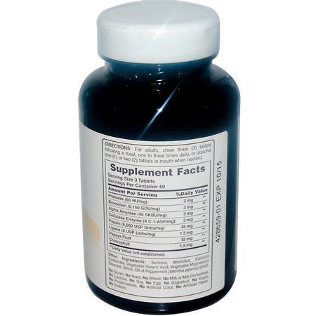 蛋白水解酶, 消化酶: American Health, Super Papaya Enzyme Plus, 180 Chewable Tablets