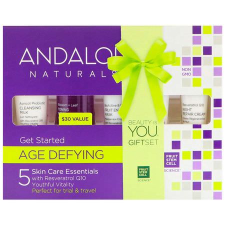 白藜蘆醇護膚, 禮品套裝: Andalou Naturals, Get Started, Age Defying, Skin Care Essentials, 5 Piece Kit