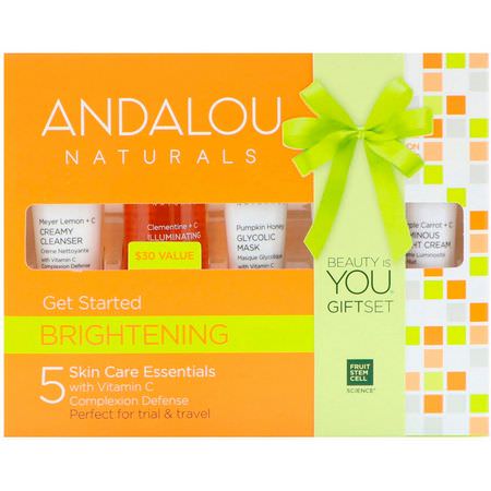 維生素C, 禮品套裝: Andalou Naturals, Get Started Brightening, Skin Care Essentials, 5 Piece Kit