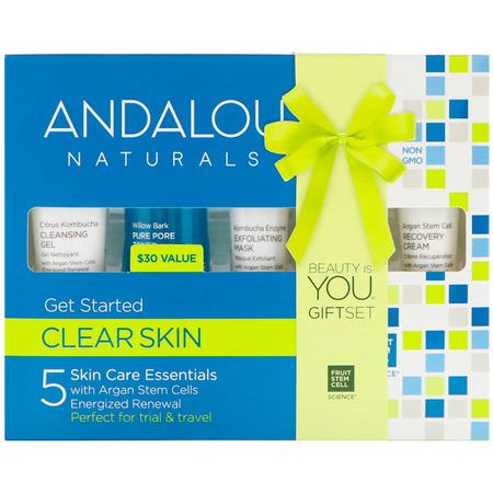 Argan Oil, 禮品套裝: Andalou Naturals, Get Started Clarifying, Skin Care Essentials, 5 Piece Kit