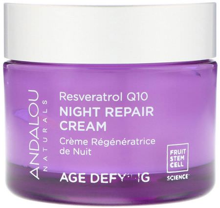 Andalou Naturals Night Moisturizers Creams Resveratrol Skin Care - 白藜蘆醇護膚霜, 夜間保濕霜, 乳霜, 面部保濕霜