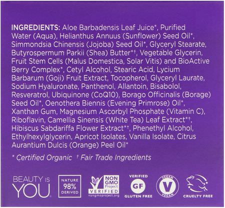 肽, 面霜: Andalou Naturals, Perfecting Cream, Goji Peptide, Age Defying, 1.7 fl oz (50 ml)