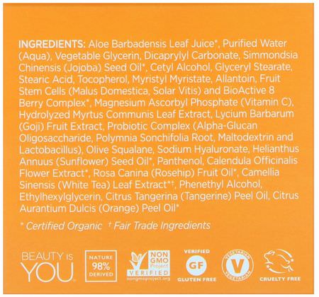 維生素C, 面霜: Andalou Naturals, Renewal Cream, Probiotic + C, Brightening, 1.7 fl oz (50 ml)