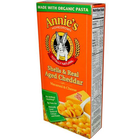 通心粉, 麵包: Annie's Homegrown, Macaroni & Cheese, Shells & Real Aged Cheddar, 6 oz (170 g)