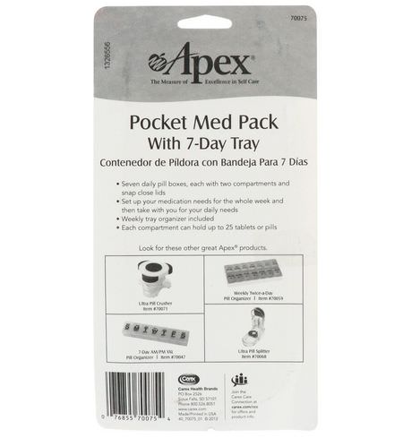 藥丸整理器, 急救: Apex, Pocket Med Pack with 7-Day Tray