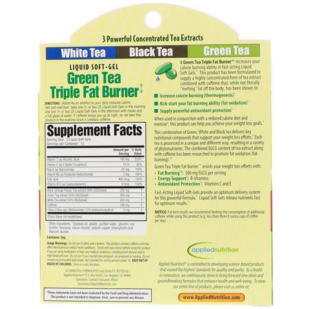 脂肪燃燒器, 體重: appliednutrition, Green Tea Triple Fat Burner, 30 Liquid Softgels