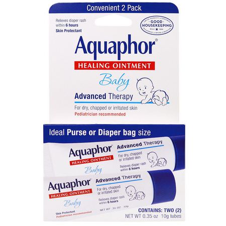 尿布疹治療, 尿布: Aquaphor, Baby Healing Ointment, 2 Tubes, 0.35 oz (10 g) Each