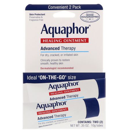 藥膏, 外用藥: Aquaphor, Healing Ointment, Skin Protectant, 2 Tubes, 0.35 oz (10 g) Each