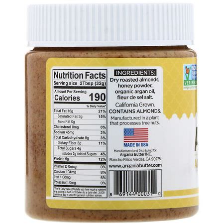 杏仁醬, 蜜餞: Argania Butter, Argan Almond Butter, Honey, 10 oz (284 g)