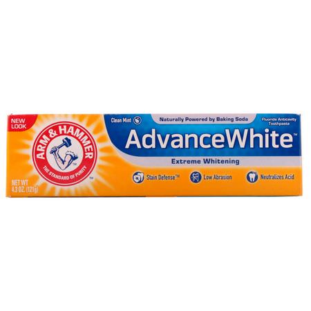 美白, 牙膏: Arm & Hammer, Advance White, Extreme Whitening Toothpaste, Clean Mint, 4.3 oz (121 g)