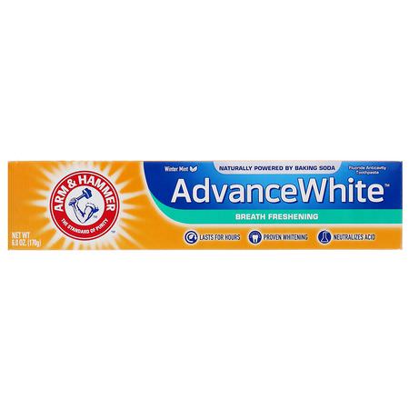 美白, 牙膏: Arm & Hammer, AdvanceWhite, Breath Freshening Toothpaste, Winter Mint, 6.0 oz (170 g)