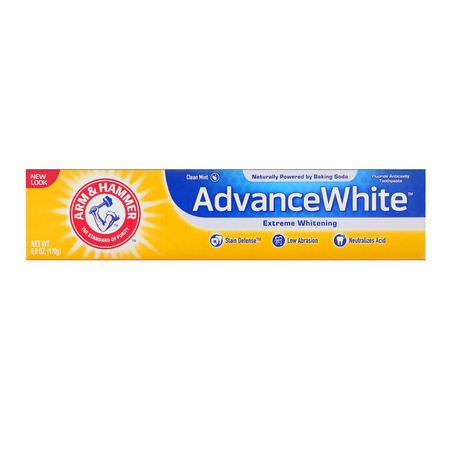 美白, 牙膏: Arm & Hammer, AdvanceWhite, Extreme Whitening Toothpaste, Fresh Mint, 6.0 oz (170 g)