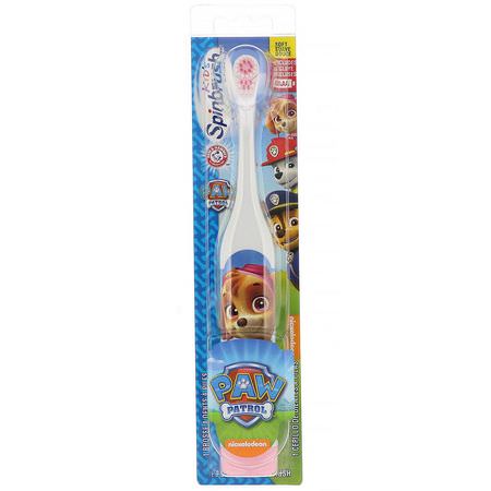 嬰兒牙刷, 口腔護理: Arm & Hammer, Kid's Spinbrush, Paw Patrol, Soft, 1 Battery Powered Toothbrush