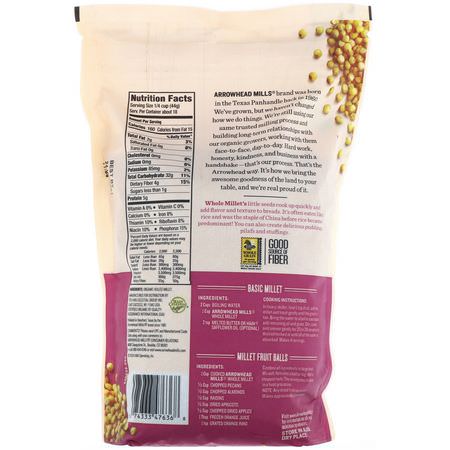 麵包, 穀物: Arrowhead Mills, Organic Whole Millet, 1.75 lbs (793 g)