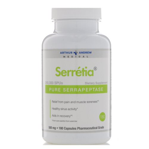 Arthur Andrew Medical, Serretia, Pure Serrapeptase, 500 mg, 180 Capsules Review