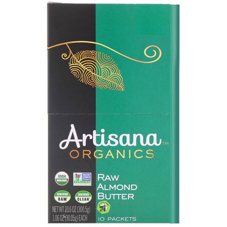杏仁醬, 果醬: Artisana, Organics, Raw Almond Nut Butter, 10 Packets, 1.06 oz (30.05 g) Each