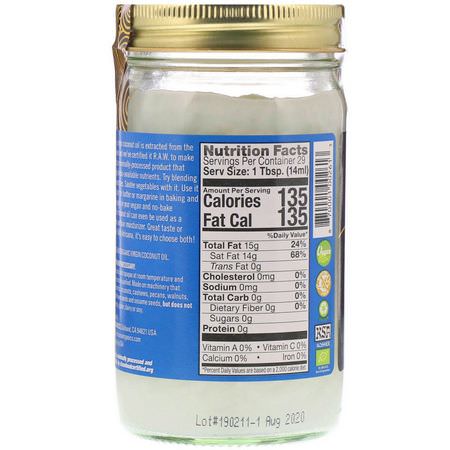 椰子護膚, 美容: Artisana, Organics, Raw Coconut Oil, Virgin, 14 oz (414 g)