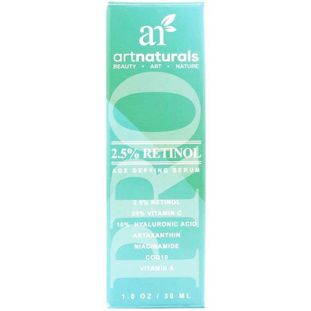 視黃醇, 緊緻: Artnaturals, 2.5% Retinol Age Defying Serum, 1.0 oz (30 ml)