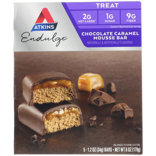 Atkins, Endulge, Chocolate Caramel Mousse Bar, 5 Bars, 1.2 oz (34 g) Per Bar Review