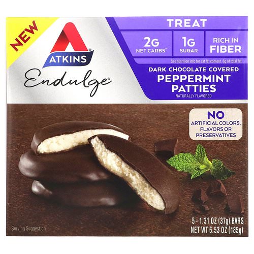 Atkins, Endulge, Dark Chocolate Covered Peppermint Patties, 5 Bars, 1.31 oz (37 g) Each Review